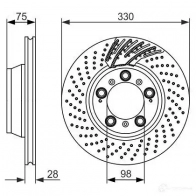 Тормозной диск BOSCH Porsche 911 (997) 4 Тарга 3.8 Carrera 4S 385 л.с. 2008 – 2012 BD1 424 HHSHNW1 0986479581