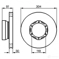 Тормозной диск BOSCH I49N6A BD 387 Mercedes Vario (512D) 1 Кабина с шасси 4.2 813 DA. 814 DA 4x4 (6721. 6722. 6723) 129 л.с. 1996 – 2013 0986478456