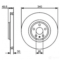 Тормозной диск BOSCH BD128 7 N1QPNZ 0986479464 Audi TT (8J3) 2 Купе 2.0 Tts Quattro 272 л.с. 2008 – 2014