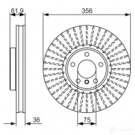 Тормозной диск BOSCH BD1 234 0986479349 U9PDJU Bmw X5 (E53) 1 Внедорожник 4.6 is 347 л.с. 2002 – 2003