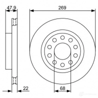 Тормозной диск BOSCH BD124 1 Audi A6 (C5) 2 Универсал 2.4 136 л.с. 1998 – 2005 0986479366 LMD4KSC