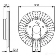 Тормозной диск BOSCH E1 90 R -02C0359/0023 BD1497 0986479653 Chrysler Crossfire 1 (ZH) Кабриолет 3.2 SRT 6 335 л.с. 2004 – 2006