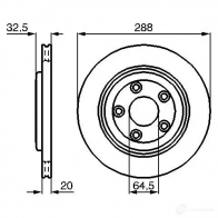 Тормозной диск BOSCH E1 90 R - 02C0074/0292 BD687 0986478777 339172 - Изображение 2