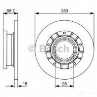 Тормозной диск BOSCH BD12 91 XLS7F Ford Transit 7 (FD) Автобус 2.2 TDCi 130 л.с. 2006 – 2014 0986479389