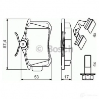 Тормозные колодки, комплект BOSCH 0986494596 20961 BP617 1193483611 - Изображение 5
