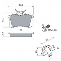 Тормозные колодки, комплект BOSCH 0986494596 20961 BP617 1193483611 - Изображение 8