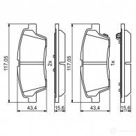 Тормозные колодки, комплект BOSCH 1193484060 BP1940 25193 0986494766 - Изображение 4