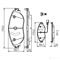 Тормозные колодки, комплект BOSCH TB3175 0986tb3175 E9 90R - 01108/3181 Volkswagen Sharan (7N1, 7N2) 2 Минивэн 2.0 TDI 115 л.с. 2011 – 2024