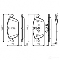 Тормозные колодки, комплект BOSCH TB3183 E9 90R - 01108/2884 0986tb3183 6016698