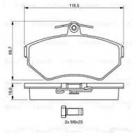Тормозные колодки, комплект BOSCH 0986494021 90R-010219/002 342033 21 945 - Изображение 5