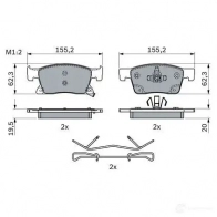 Тормозные колодки, комплект BOSCH A S68P57 0986424329 Opel Astra (K) 5 Универсал 1.0 Turbo (35) 90 л.с. 2018 – 2024