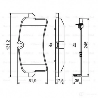 Тормозные колодки, комплект BOSCH 0986494842 BP2016 Audi A8 (D4) 3 Седан 2.5 Tfsi 204 л.с. 2012 – 2016 24643