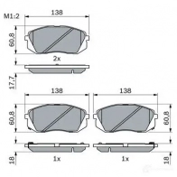 Тормозные колодки, комплект BOSCH 342523 BP1480 0986494559 24501 - Изображение 4