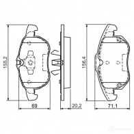 Тормозные колодки, комплект BOSCH 0986494073 23402 Fiat Croma (194) 2 Универсал 1.9 D Multijet (194AxB1B) 120 л.с. 2005 – 2011 BP983
