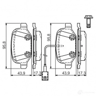 Тормозные колодки, комплект BOSCH Fiat Linea (323, 110) 1 Седан 1.8 Blackmotion 132 л.с. 2010 – 2024 25637 0986tb3162 E9 90R - 01119/354