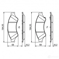 Тормозные колодки, комплект BOSCH 1193484123 BP1965 0986494791 25632 - Изображение 3