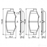 Тормозные колодки, комплект BOSCH 1193483956 0986494706 BP1701 246 02 - Изображение 2