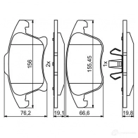 Тормозные колодки, комплект BOSCH BP2011 25591 0986494837 1193484243 - Изображение 8
