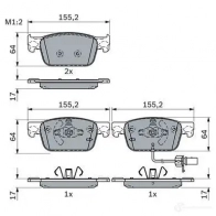 Тормозные колодки, комплект BOSCH 0986424433 GG1K S74 1437243487 - Изображение 5