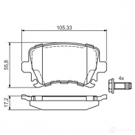 Тормозные колодки, комплект BOSCH BP937 23914 0986495054 Volkswagen Touran (1T1, 1T2) 1 Минивэн 2.0 FSI 115 л.с. 2004 – 2010