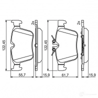 Тормозные колодки, комплект BOSCH 1193485278 0986495394 25353 25354 BP1767 - Изображение 2