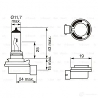 Лампа галогеновая H8 35 Вт 12 В BOSCH 350196 E1 27J 12V 35W H8 PURE LIGHT 1987302081 - Изображение 3
