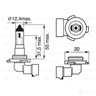 Лампа галогеновая H10 42 Вт 12 В BOSCH H10 350199 1987302083 12V 42W H10 PURE LIGHT - Изображение 2