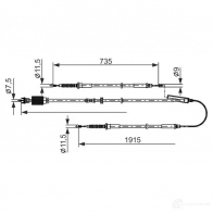 Трос ручника, стояночного тормоза BOSCH 52K1XJS Opel Astra (J) 4 Хэтчбек 1.6 CDTi (68) 136 л.с. 2013 – 2015 BC 2801 1987482801