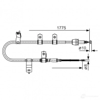 Трос ручника, стояночного тормоза BOSCH HTX7JJ Hyundai Santa Fe (SM) 1 2001 – 2006 1987482077 BC97 1