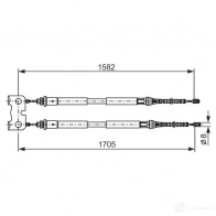 Трос ручника, стояночного тормоза BOSCH BC 719 T8OTGQM Ford Escort 7 (FA, ALL) Кабриолет 1.8 Turbo D 70 л.с. 1996 – 1999 1987477834