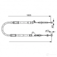 Трос ручника, стояночного тормоза BOSCH 3AVC6U Toyota Avensis (T220) 1 Универсал 1.8 (ZZT221) 129 л.с. 2000 – 2003 1987477546 BC 408