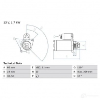 Стартер BOSCH Audi A5 (8T3) 1 Купе 2.0 Tfsi Quattro 211 л.с. 2008 – 2017 0986025230 25 23 NXR1RI