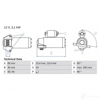 Стартер BOSCH Ford Mondeo 3 (GE, B5Y) Хэтчбек 2.0 TDCi 130 л.с. 2001 – 2007 P9RNT 2 135 0986021351