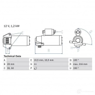 Стартер BOSCH WDCF1C 0986028010 Ford Focus 2 Хэтчбек 1.8 Flexifuel 125 л.с. 2006 – 2012 28 01