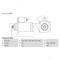 Стартер BOSCH 6WRFG 0986020330 2 033 Volkswagen Caddy (2KA, 2KH, 2CA, 2CH) 3 Фургон 1.6 BiFuel 102 л.с. 2011 – 2015