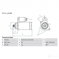 Стартер BOSCH Audi A3 (8VS, M) 3 Седан 1.2 Tfsi 105 л.с. 2013 – 2025 XVKS477 0986029190 291 9