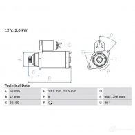 Стартер BOSCH 0986018930 189 3 331456 W4XQY46