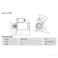 Стартер BOSCH Volvo V70 2 (285) Универсал 2.4 D5 185 л.с. 2005 – 2008 0986018910 189 1 TP79NS5