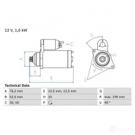 Стартер BOSCH M2JP8MO 20 22 0986020220 Volkswagen Golf 5 (1K5) Универсал 1.6 MultiFuel 102 л.с. 2007 – 2009