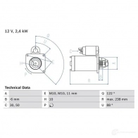 Стартер BOSCH 741BOHA 2 422 Renault Espace (JK0) 4 Минивэн 2.2 dCi (JK07) 139 л.с. 2006 – 2025 0986024220