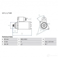 Стартер BOSCH Volkswagen Passat (B5) 3 Седан 2.0 TDI 136 л.с. 2003 – 2005 0986024250 K5U23SO 24 25