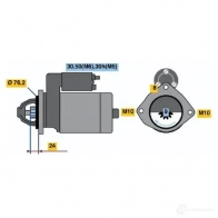 Стартер BOSCH 2OKBWM 303214 0001109025 DW (R) 12V 2,0 KW - Изображение 5