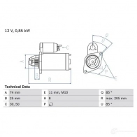 Стартер BOSCH XA2TLP1 0986025640 Toyota Yaris (XP130) 3 Хэтчбек 1.0 (KSP130) 72 л.с. 2018 – 2024 2 564