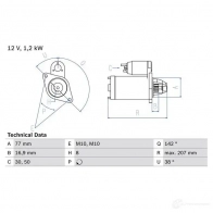 Стартер BOSCH Hyundai Coupe (RD) 1 1996 – 2002 0986022780 DOCE6 22 78