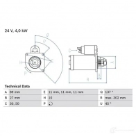 Стартер BOSCH 0986025530 0UI7Q2 331888 25 53