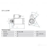 Стартер BOSCH VYOOIH 25 08 0986025080 331851