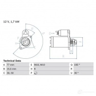 Стартер BOSCH Hyundai Getz (TB) 1 2002 – 2011 4HXSBU 2 360 0986023600