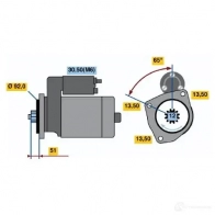 Стартер BOSCH 0001241001 63238718 HEF95-L 24V (R) 1YE2T - Изображение 1