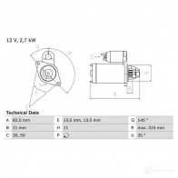 Стартер BOSCH 331366 0986017970 S1FKTR6 179 7