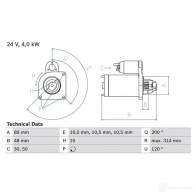 Стартер BOSCH 331660 22 40 KWK5V3J 0986022400